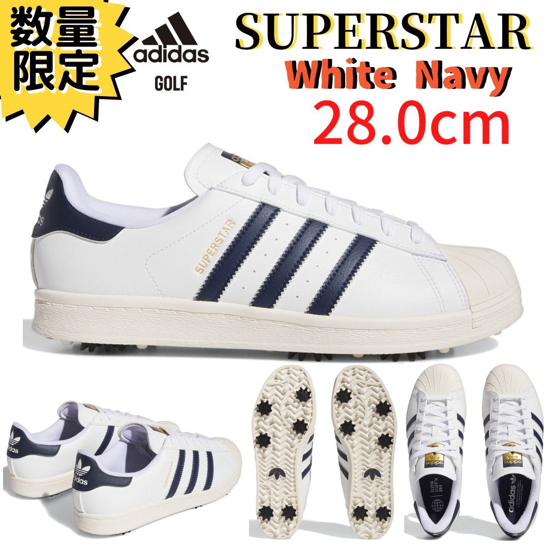 日本未発売 即納 28.0cm ADIDAS GOLF SUPERSTAR SPIKED WHITE NAVY アディダス ゴルフ スーパースター スパイク ホワイト ネイビー ID5003