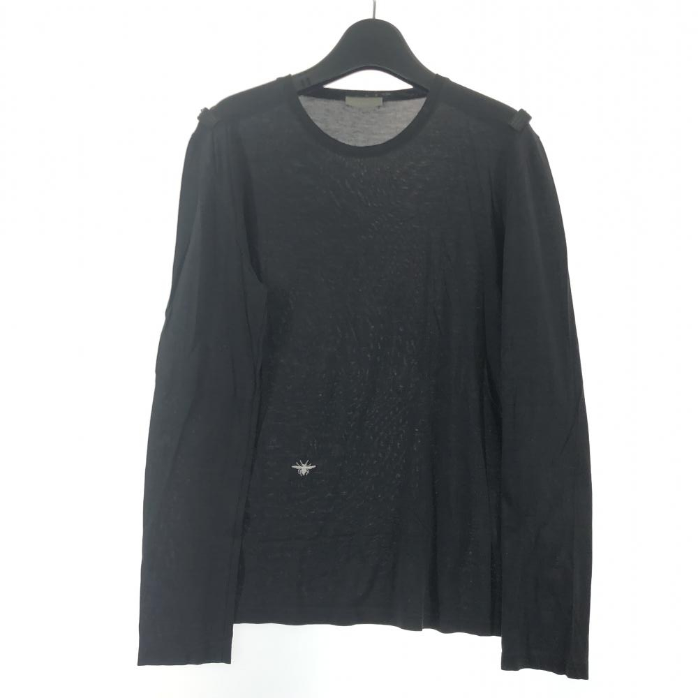 【中古】Dior ビー刺繍長袖シャツ サイズXS ブラック ディオール[240017590867]