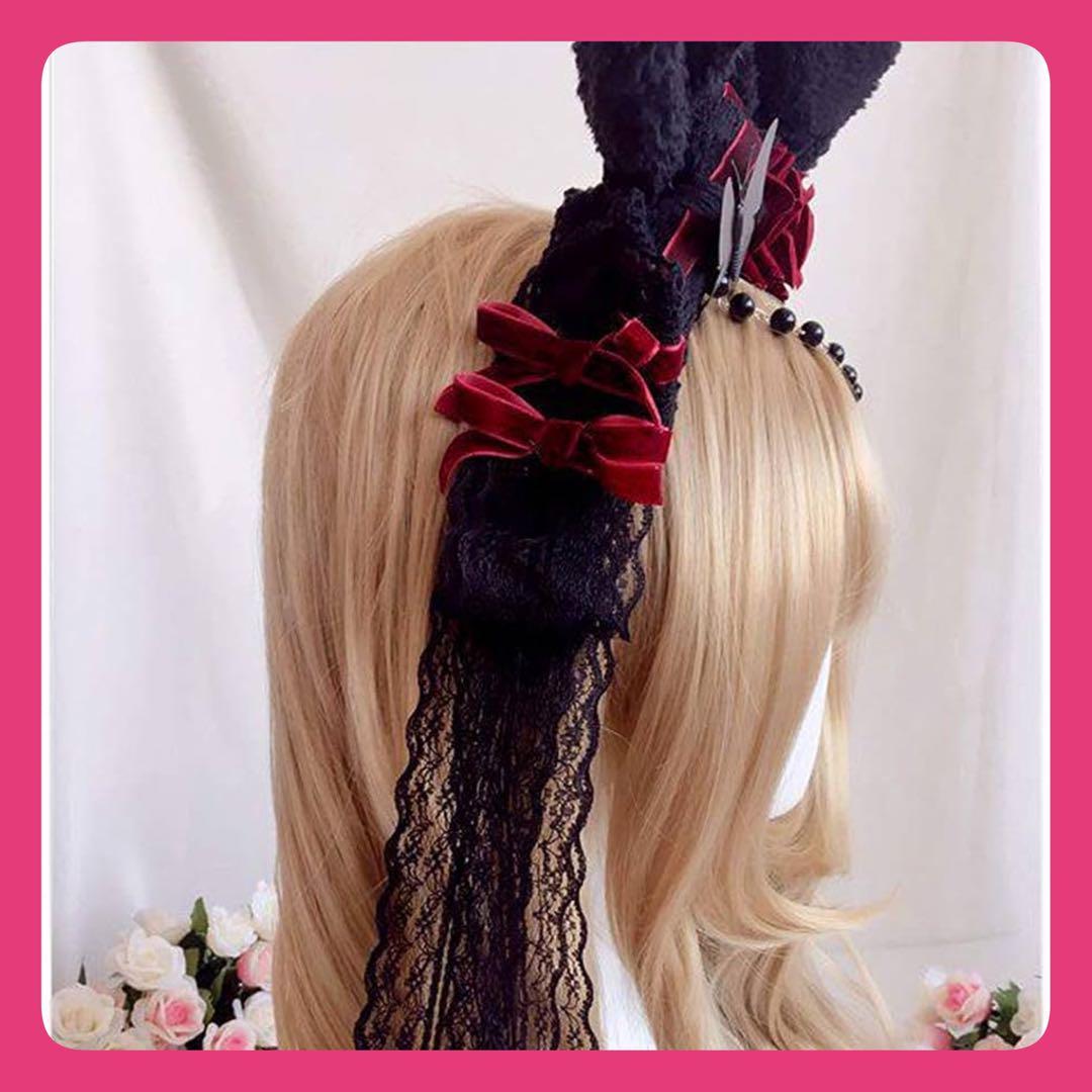  Katyusha .. ear cosplay Lolita hair ornament lace ribbon hair accessory 