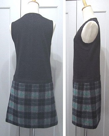 ギャラリービスコンティ　ワンピース　ウエスト切替　異素材　スカート部分チェック柄　日本製_画像5