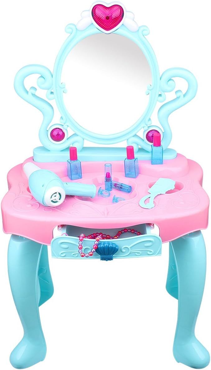 FlyCreat ままごと ドレッサー おもちゃ 姫系 子供 女の子 コスメ メイクアップセット ごっこ遊び おもちゃドレッサー