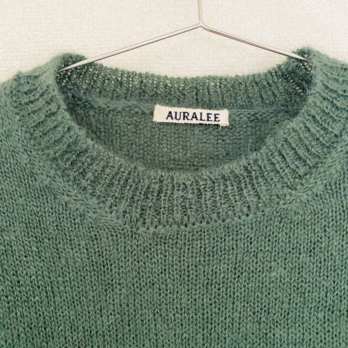 【USED】AURALEE モヘア ウール ニット A7AP02KM サイズ0 ダークグリーン オーラリー Mohair Wool Knit Top Green セーター_画像5