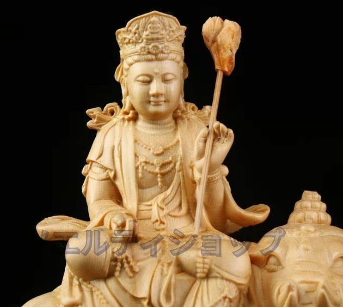 極上品 細密彫刻 文殊菩薩 普賢菩薩一式 木彫仏像 置物 仏教工芸品_画像4