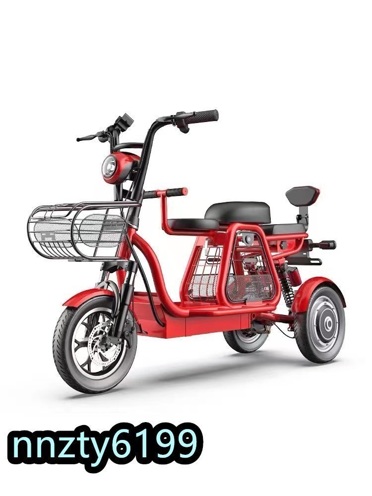 高品質 大人用3輪電動自転車 スクーター付きロック付き高速バッテリー充電器帽子付きショッピング用 500W電動自転車48V 11A