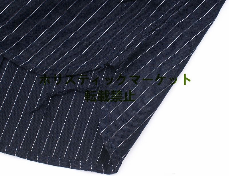 ヴィンテージ ワーク コットンピンストライプデニム長袖シャツ　ダンガリーアメカジ レトロwork shirt　ＸＳ～XL　ブルー_画像10