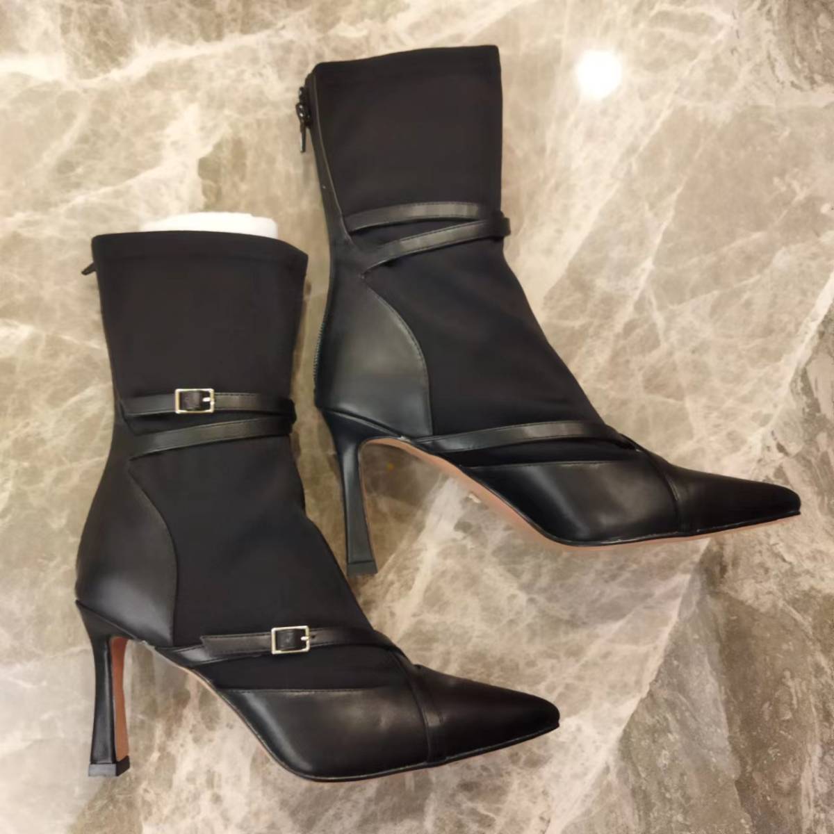 ハーリップトゥ Double Belt Ankle Boots ブーツ ブラック 37 M しゃるのクローゼット _画像3