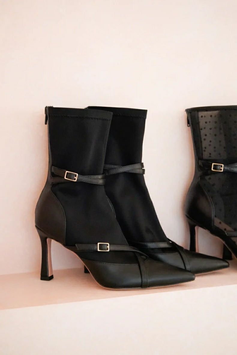 ハーリップトゥ Double Belt Ankle Boots ブーツ ブラック 37 M ハーリップトゥ Double Belt Ankle Boots ブーツ ブラック 37 M