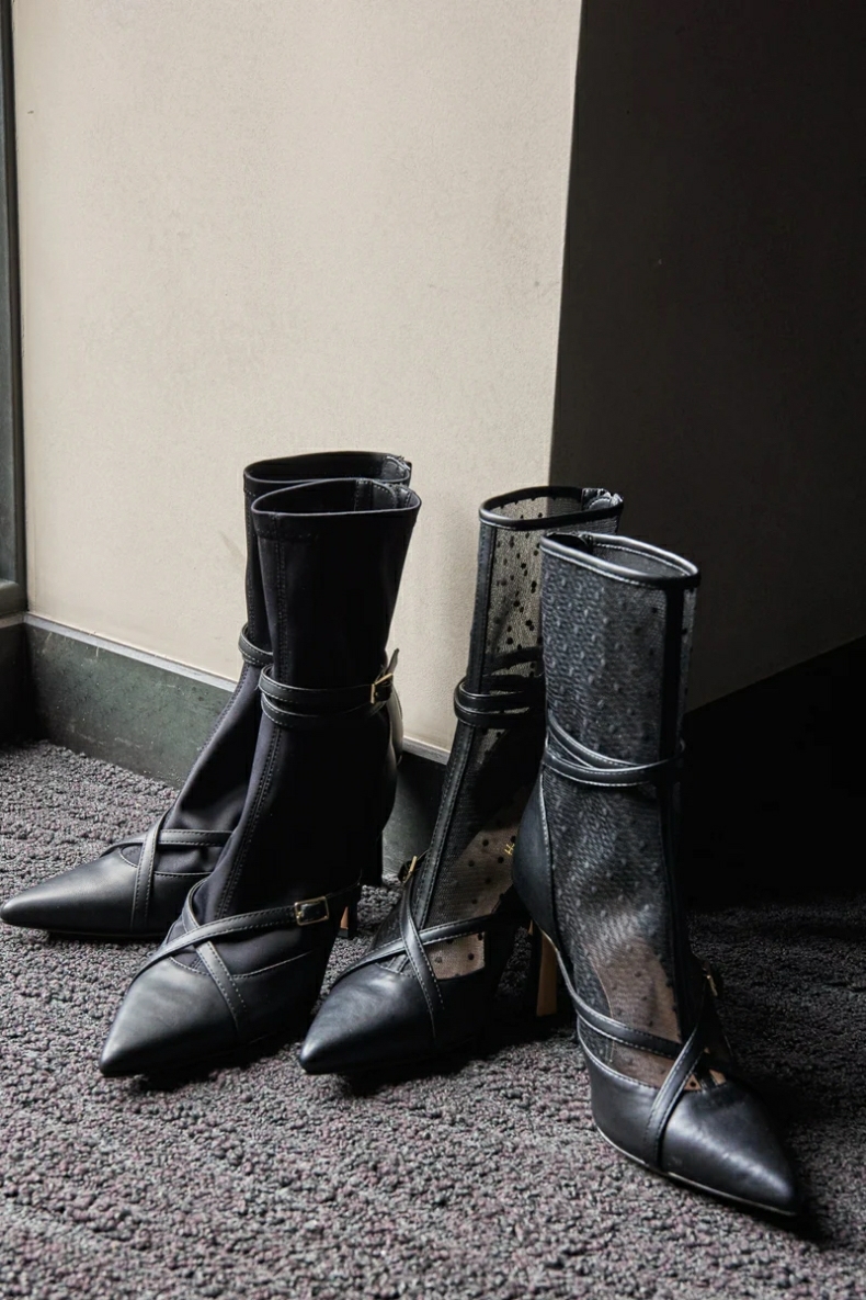 ハーリップトゥ Double Belt Ankle Boots ブーツ ブラック 37 M ハーリップトゥ Double Belt Ankle Boots ブーツ ブラック 37 M