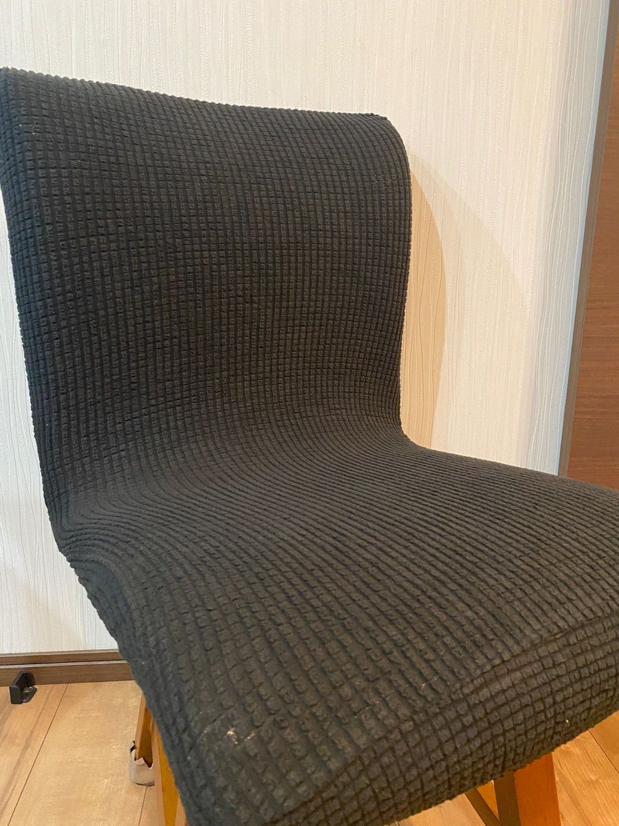 椅子カバー　チェアカバー　ブラック　２枚セット　イスカバー　背もたれ付き　ストレッチ