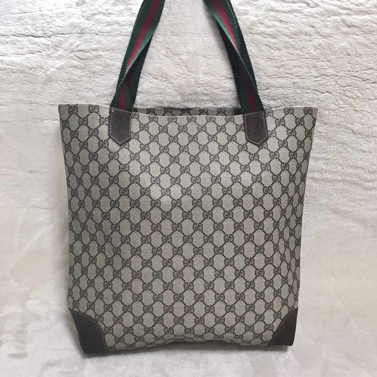 GUCCI オールドグッチ 大容量 GG柄 PVC トートバッグ ショルダー