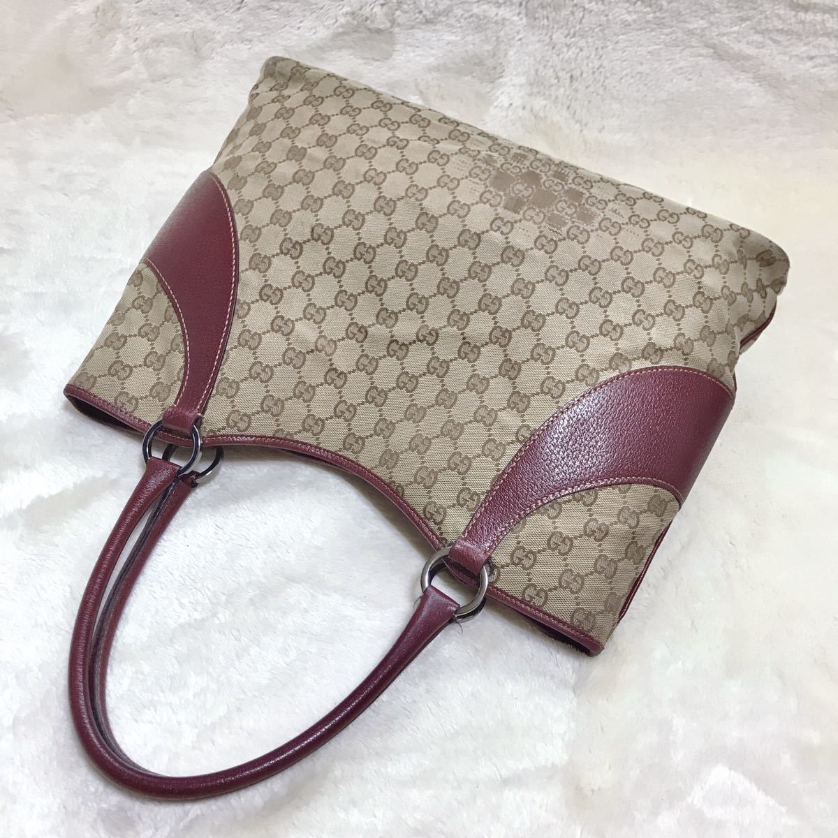 GUCCI グッチ GGキャンバス トートバック レザー ハンドバッグ 総柄