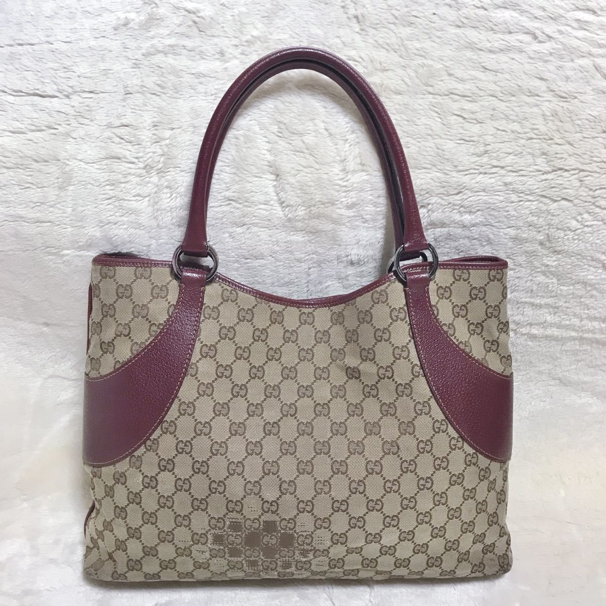 GUCCI グッチ GGキャンバス トートバック レザー ハンドバッグ 総柄