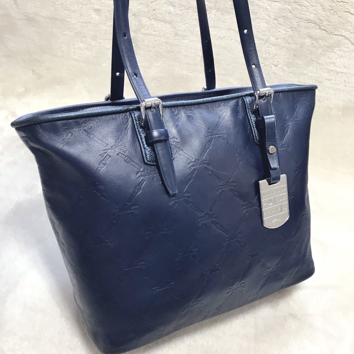 美品 LONGCHAMP ロンシャン オールレザー ホース柄 トートバッグ ハンドバッグ ショルダーバッグ