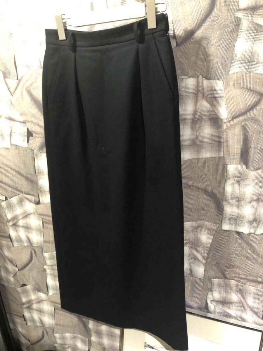 JOHN LAWRENCE SULLIVAN ジョンローレンスサリバン WOOL FLANNEL LONG SKIRT ウールフランネルロングスカート サイズXS ブラック　FK_画像1