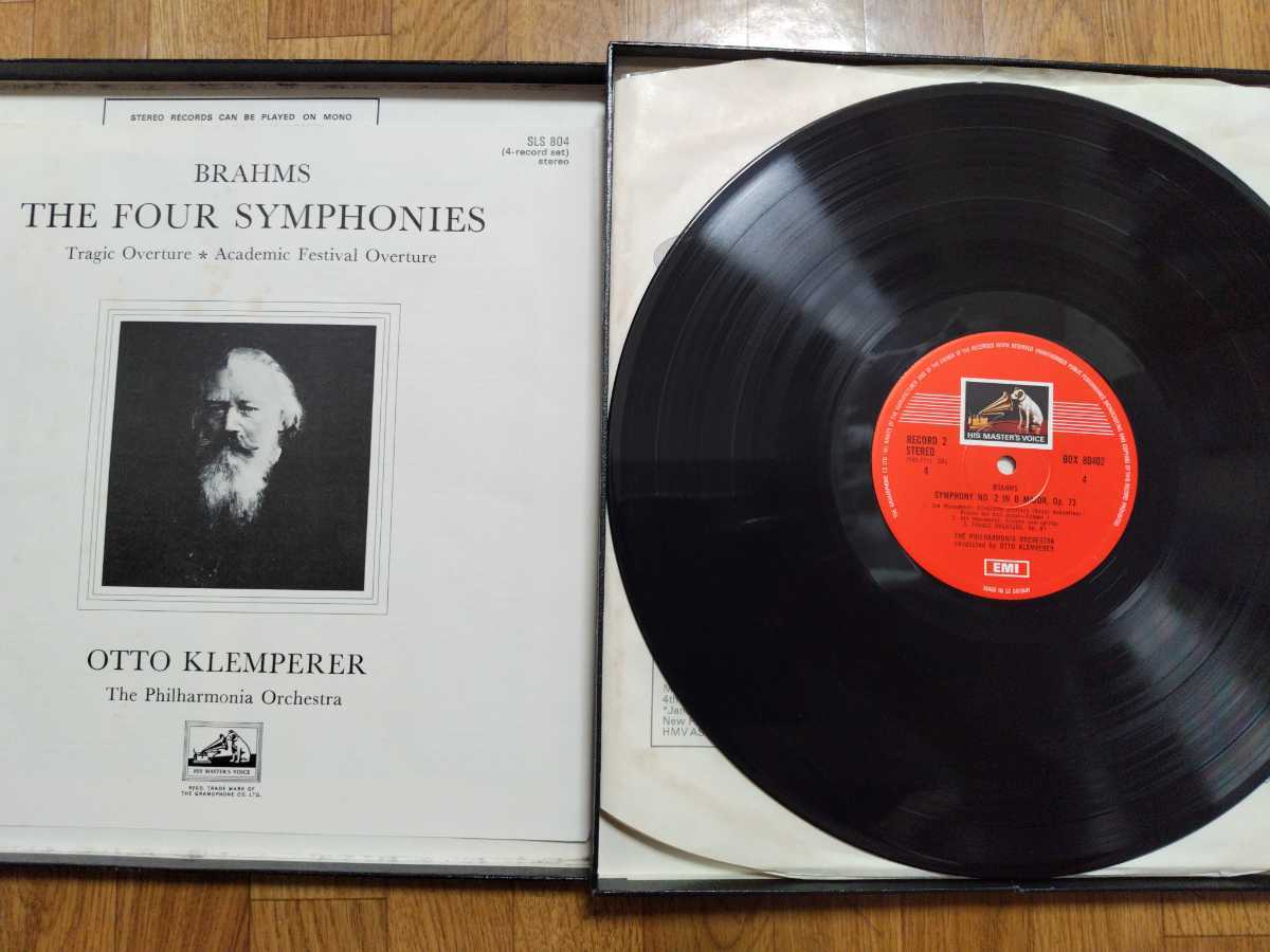 英EMI SLS804 クレンペラー・フィルハーモニア管/ブラームス交響曲全集 大学祝典序曲、悲劇的序曲 カラーポスト 4LPBOX_画像2