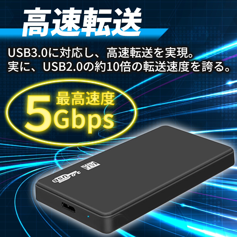 2.5インチ HDD SSD 外付けケース USB3.0 SATA 2個セット プラスチック ハードディスク 5Gbps 高速データ転送 UASP対応 4TB 電源不要_画像2