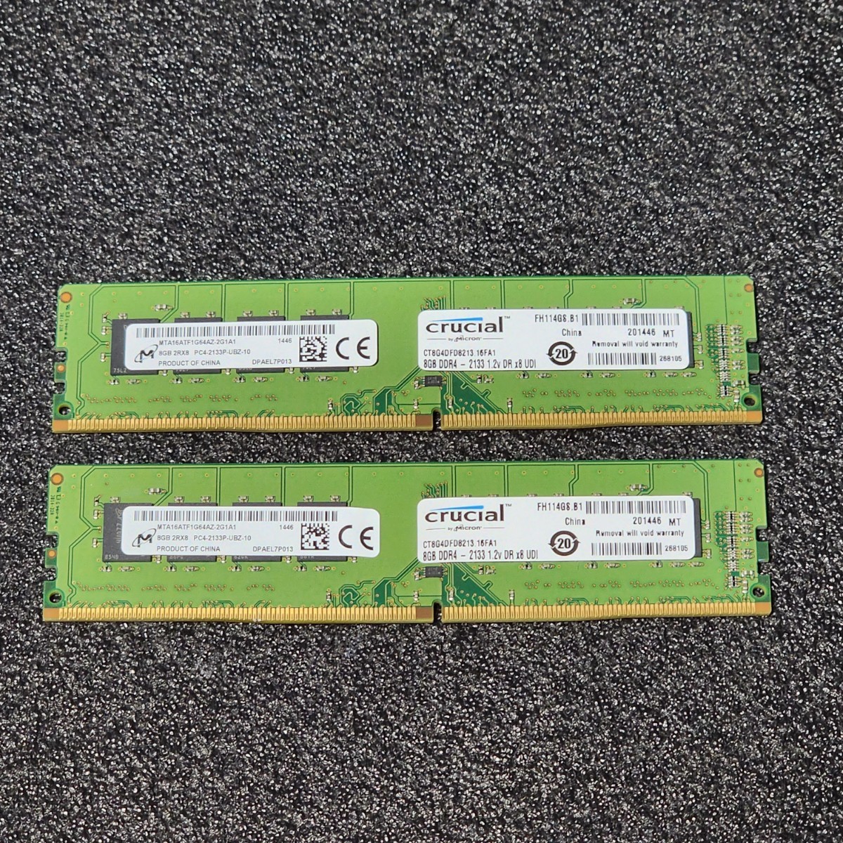 Micron CRUCIAL DDR4-2133MHz 16GB (8GB×2枚キット) MTA16ATF1G64AZ-2G1A1 動作確認済み デスクトップ用 PCメモリ _画像1