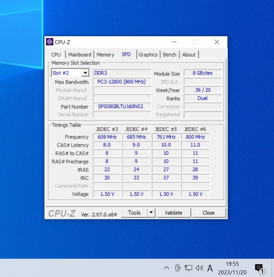 SiliconPower DDR3-1600MHz 16GB (8GB×2枚キット) SP008GBLTU160N02 動作確認済み デスクトップ用 PCメモリ _画像4