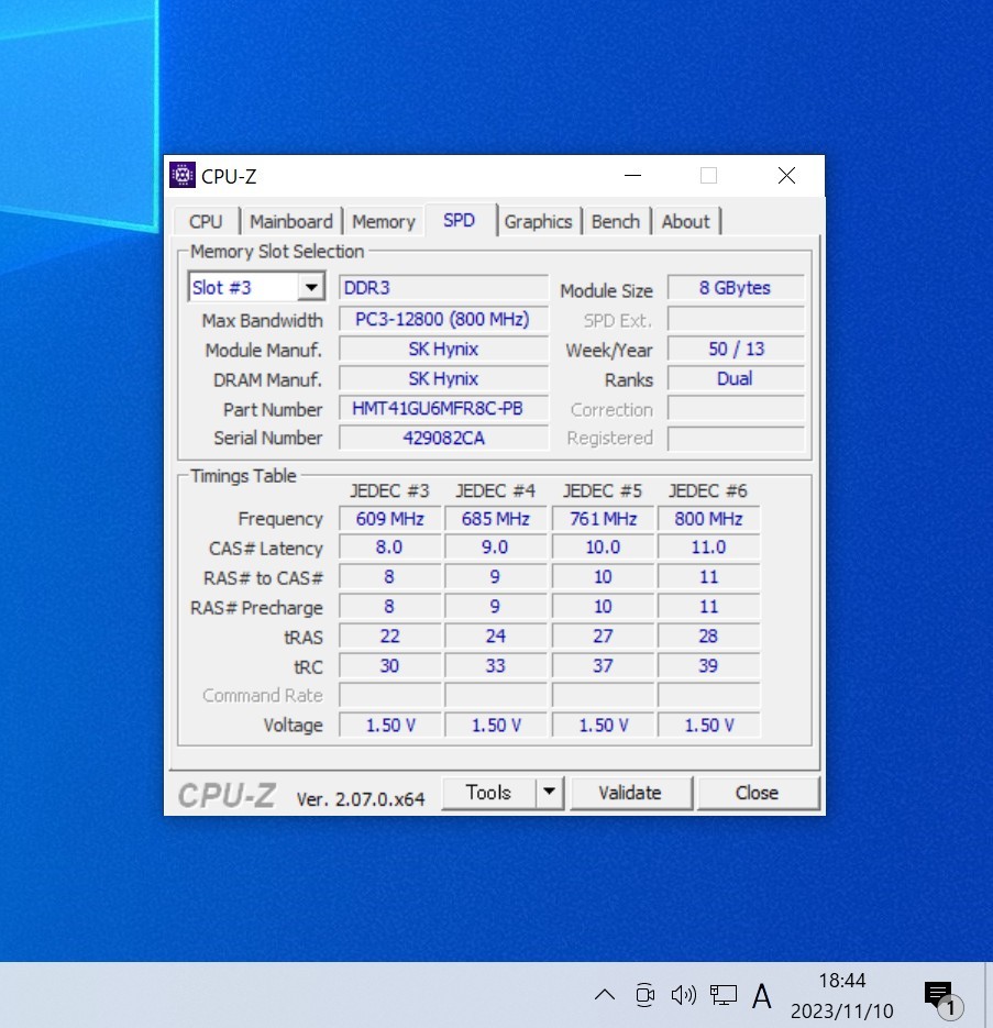 SK HYNIX DDR3-1600MHz 16GB (8GB×2枚キット) HMT41GU6MFR8C-PB 動作確認済み デスクトップ用 PCメモリ _画像5