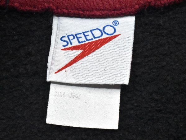 レア90'sUSA古着 SPEEDO 刺繍ロゴ ハーフジップ スウェット sizeL XL～相当 墨黒 フェード 企業 水泳 ビッグ 大きいサイズ アメリカ 90年代_画像5