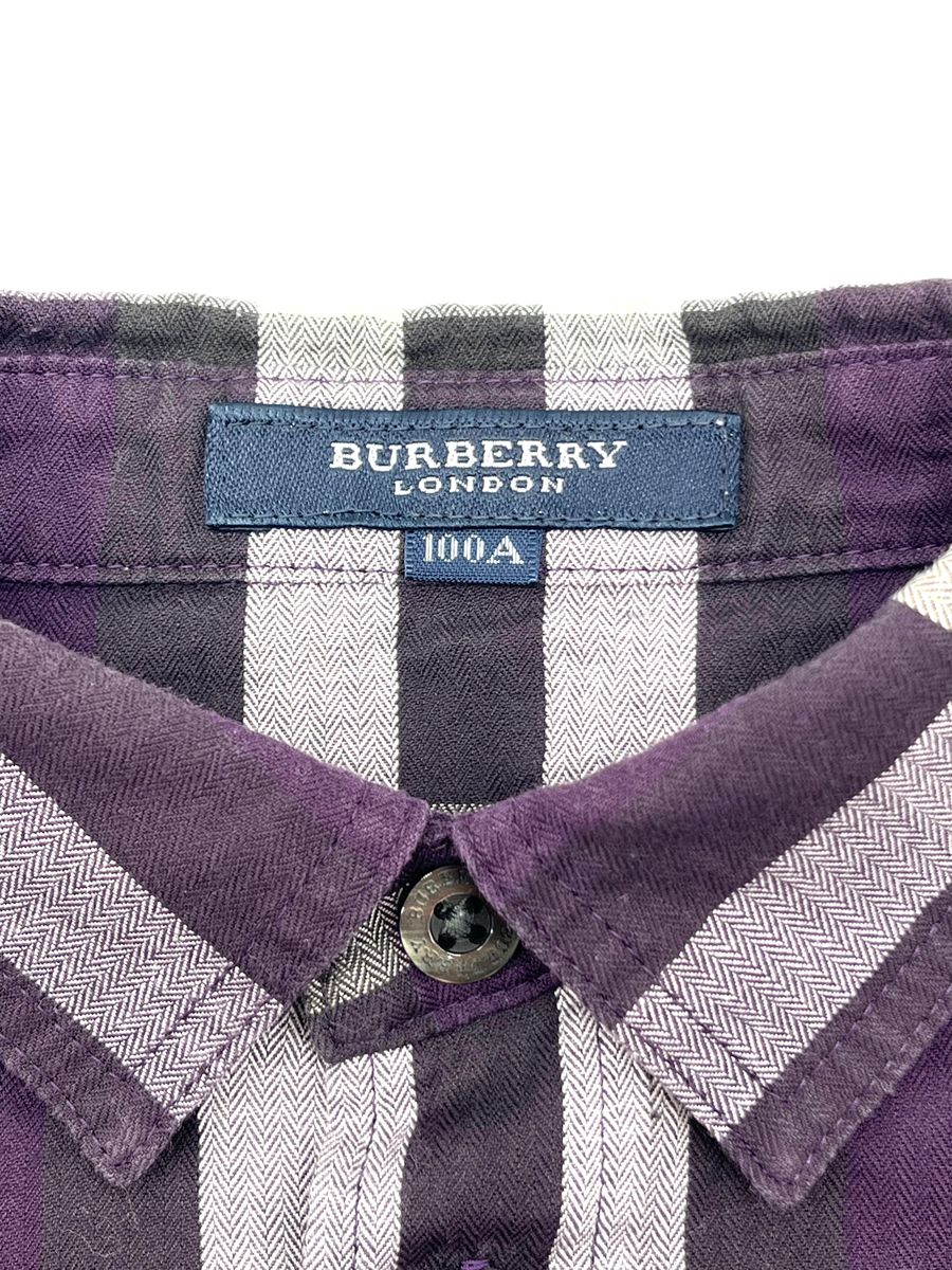 Burberry バーバリー　チェックシャツ　キッズ　紫　パープル　送料無料　匿名配送