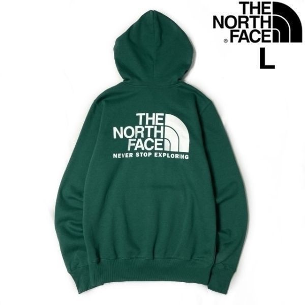 1円～!売切!【正規新品】THE NORTH FACE◆THROWBACK HOODIE パーカー プルオーバー US限定 ビッグロゴ 登山 男女兼用(L)緑 181130-30_画像2