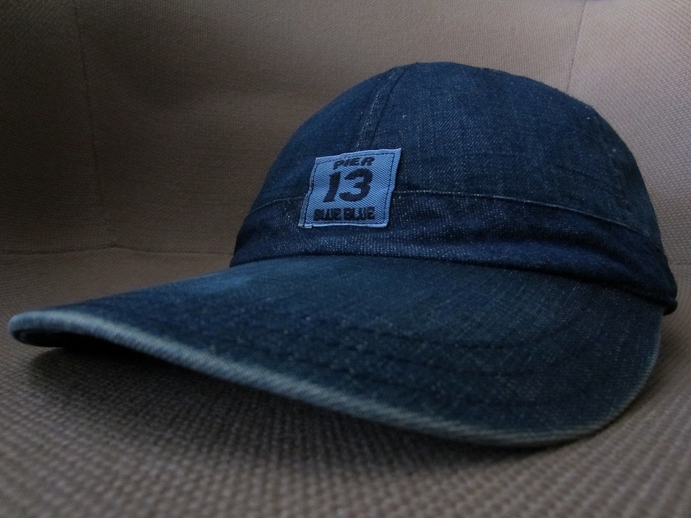 90's 日本製 BLUEBLUE PIER 13 デニム ロングビル キャップ インディゴ ブルーブルー メカニック ユーティリティ ワーク CAP 聖林公司 古着_PIER 13・デニム・ロングビル・キャップ