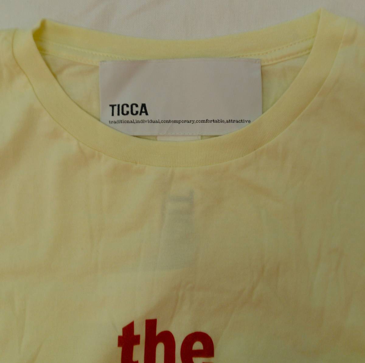 TICCA(ティッカ)／the CRITERION LALALA VACANCE TOUR 1985／架空ツアー半袖Tシャツ／イエロー・レッド／サイズF／レディース／01_画像6