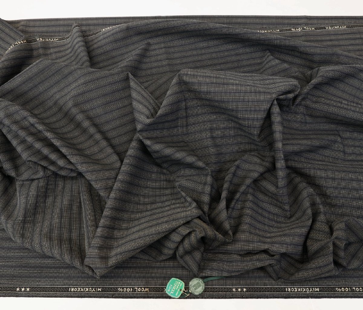 ●日本の名門「御幸毛織」本物ヴィンテージ品・セピア調グレーのそれとわかるオールドストライプ・サラサラでシャリ感強い・長さ2.7/2.5m_画像6