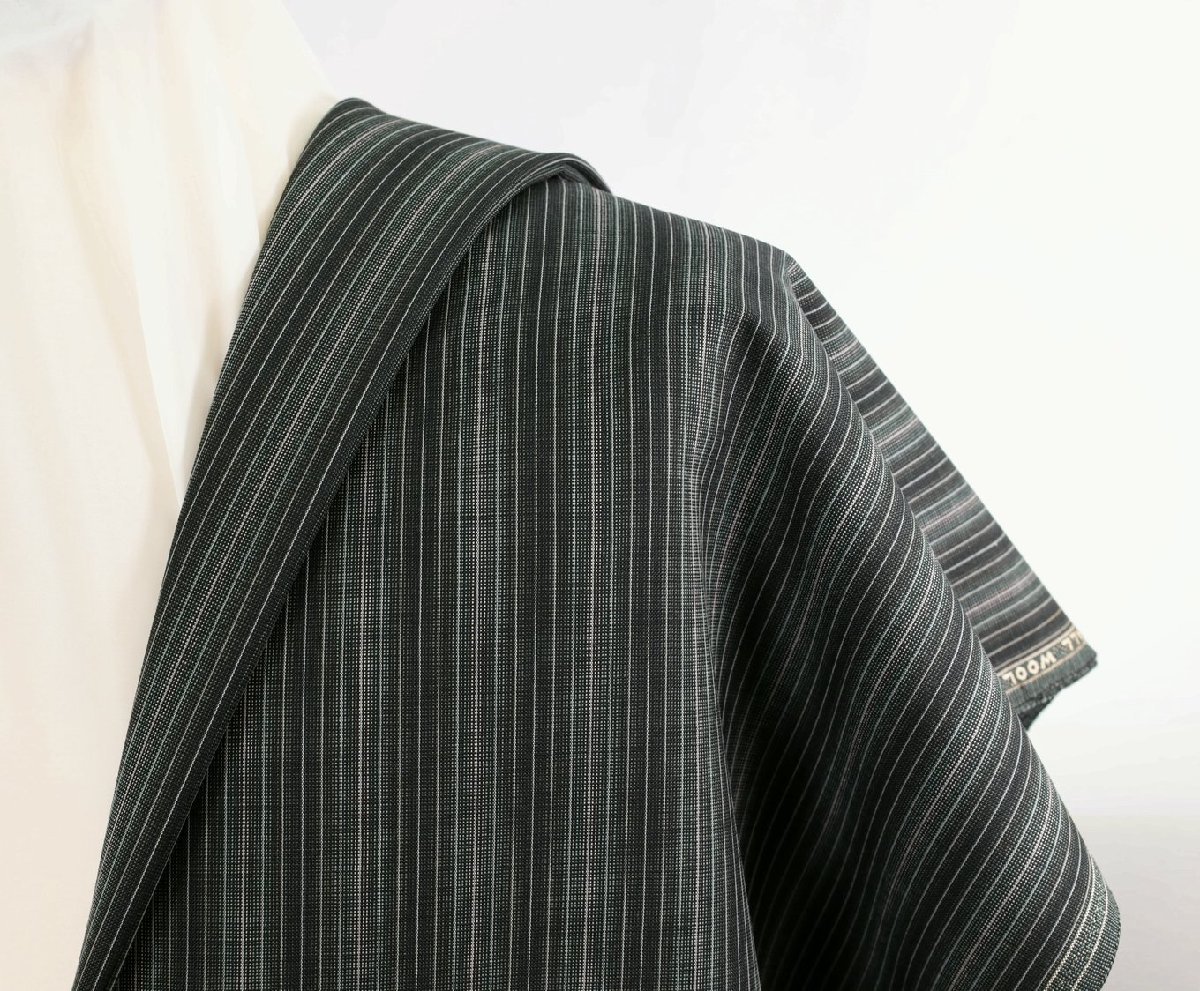 ●日本の名門「御幸毛織」本物ヴィンテージ品・セピア調濃いめグレーにオールドストライプ・サラサラでシャリ感強い・長さ2.7m_画像1