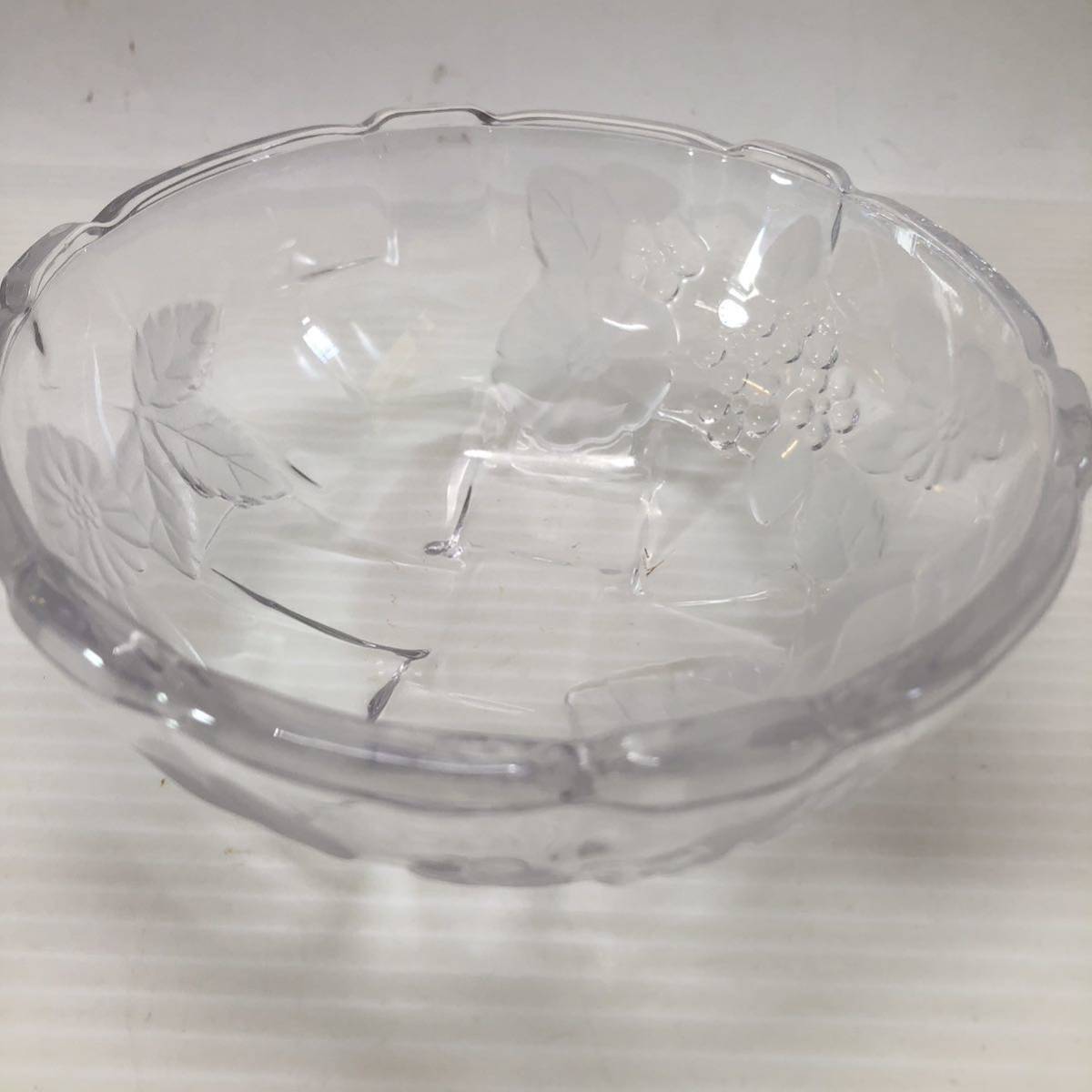 SOGA GLASS 曽我ガラス SNOW FLOWER サラダボウル デザートボウル ガラス食器 ガラス皿 器 5個 洋食器 昭和レトロ 未使用箱付の画像4