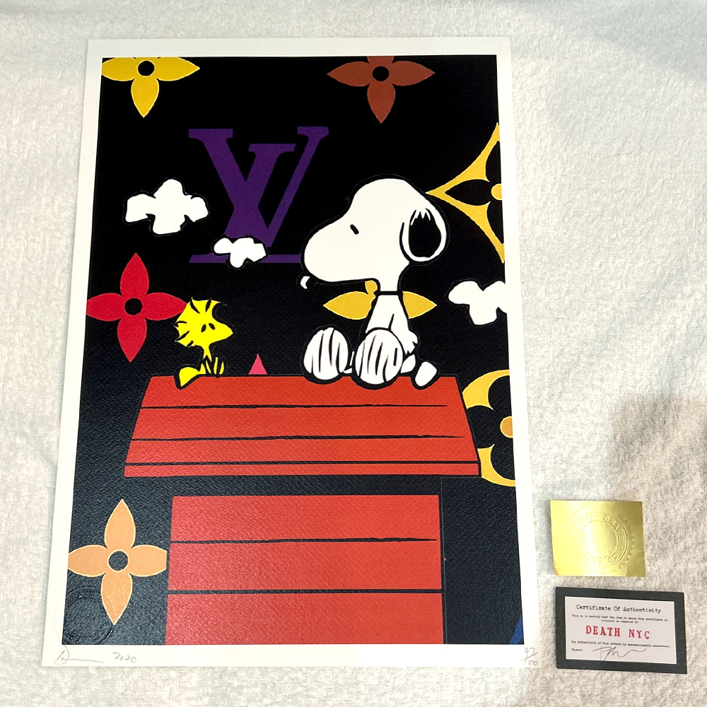 世界限定100枚 DEATH NYC スヌーピー SNOOPY ルイヴィトン LOUISVUITTON ポップアート PEANUTS アートポスター 現代アート KAWS Banksy_画像1