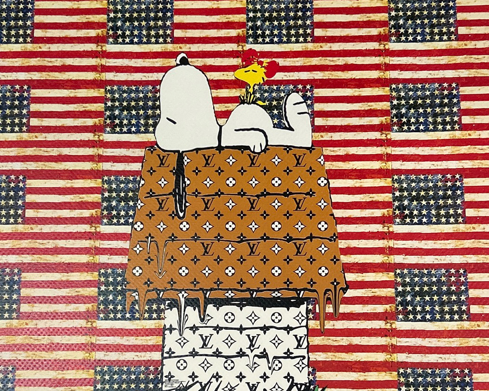 DEATH NYC スヌーピー SNOOPY ヴィトン LOUISVUITTON 星条旗 世界限定100枚 ポップアート PEANUTS アートポスター 現代アート KAWS Banksy_画像3