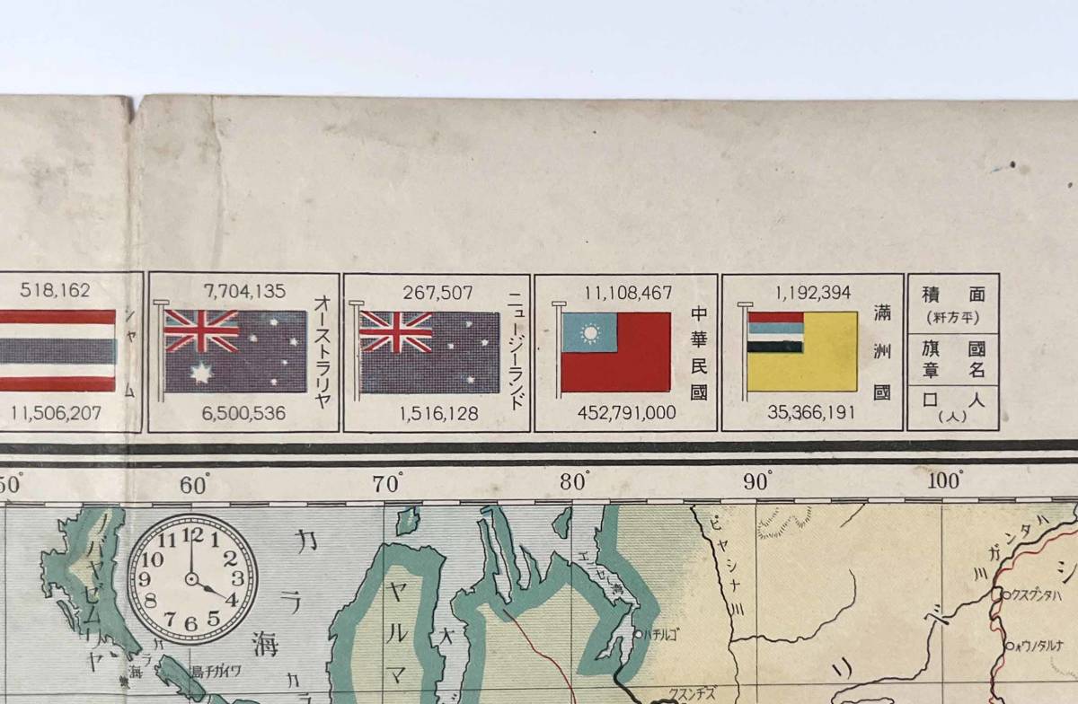 ●古地図●『最新世界大地図』1舗 昭和8年 大阪朝日新聞 北支地方図 満洲国全図 中国 世界地図●戦前 古書 歴史資料_画像9