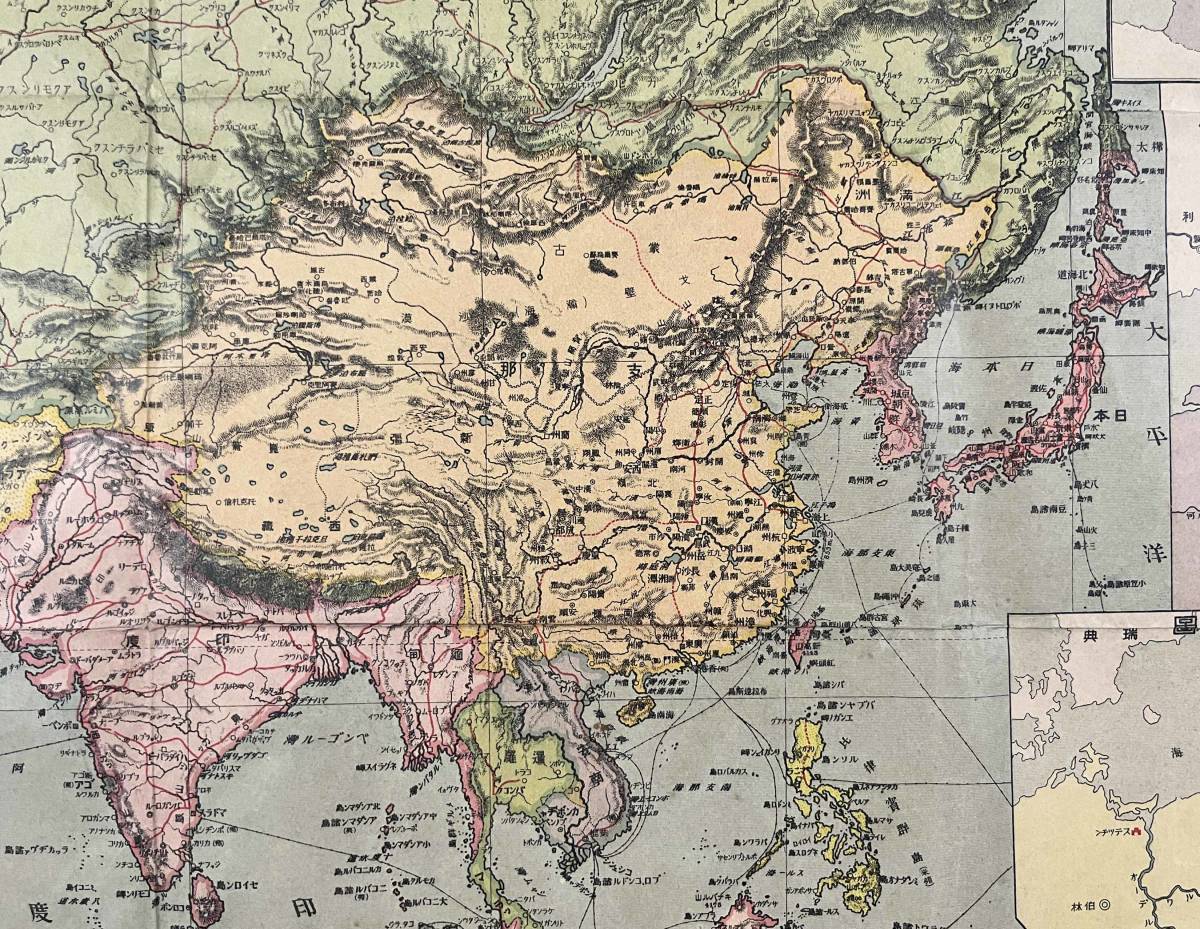 ●古地図●『列強大戦争地図』1舗 大正3年 第一次世界大戦 朝鮮 中国 ヨーロッパ 世界地図●戦前 古書 歴史資料の画像6
