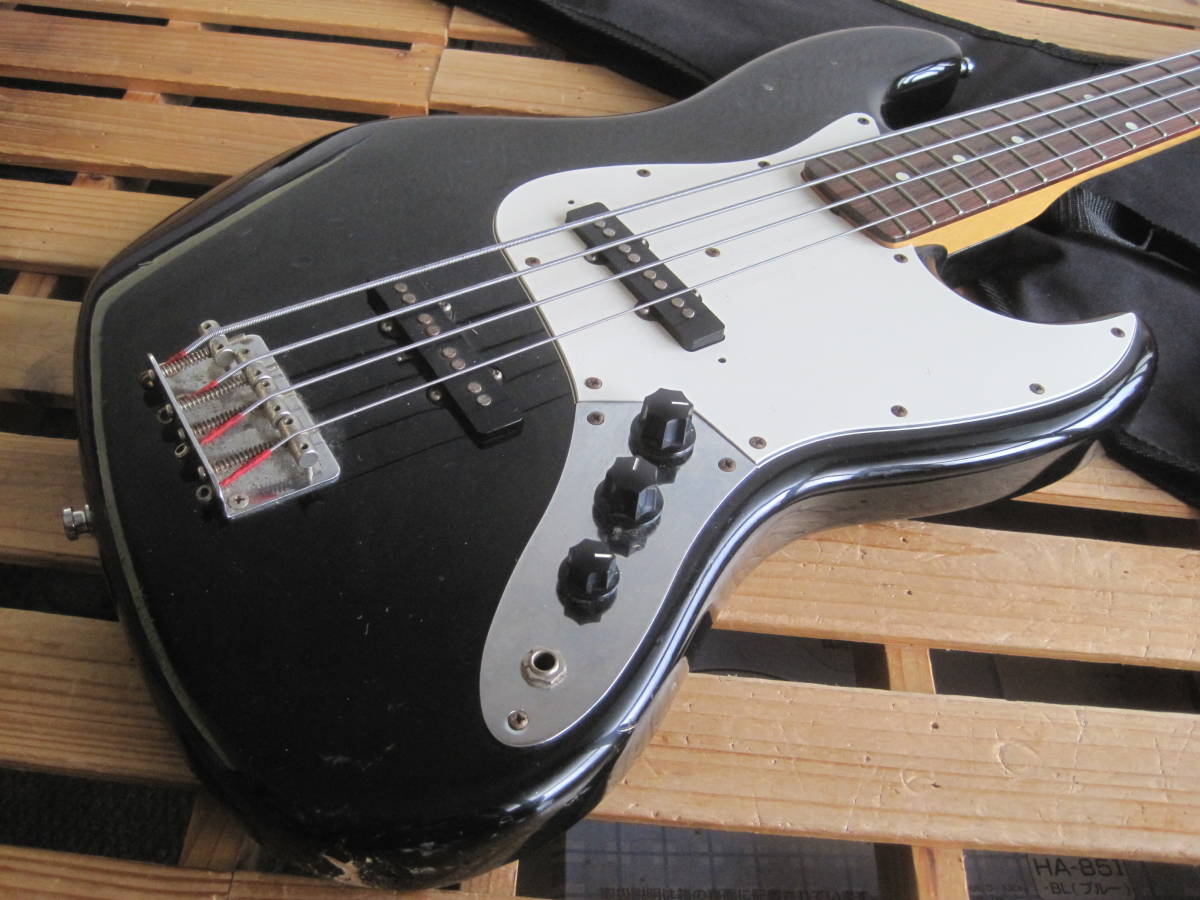 Squier by Fender(スクワイアー フェンダー)JB355 BLK★Eシリアル MADE IN JAPAN フジゲン 日本製 ジャズベースタイプ 中古ジャンク品_画像2