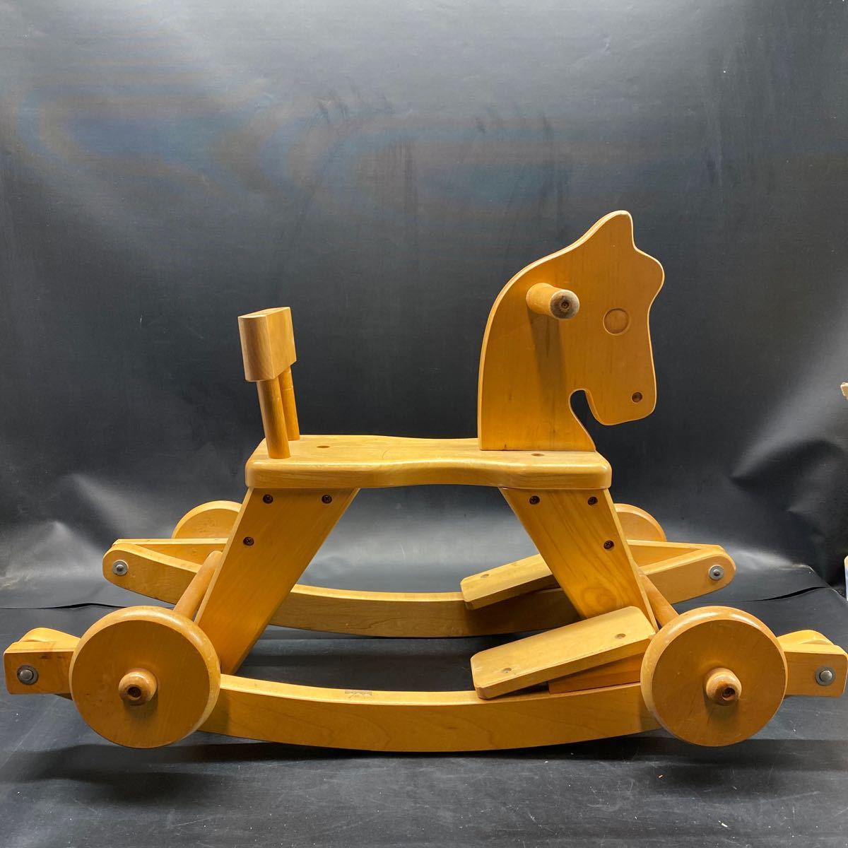 K1950　レトロ 木馬 子供用 乗用玩具 おもちゃ 置物 インテリア 店舗什器 カントリー調 木製 アンティーク_画像4