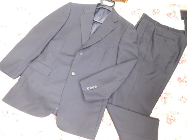 c12 ミラモーダ MIRA MODA 毛100% 濃紺 スーツ サイズ50 即決