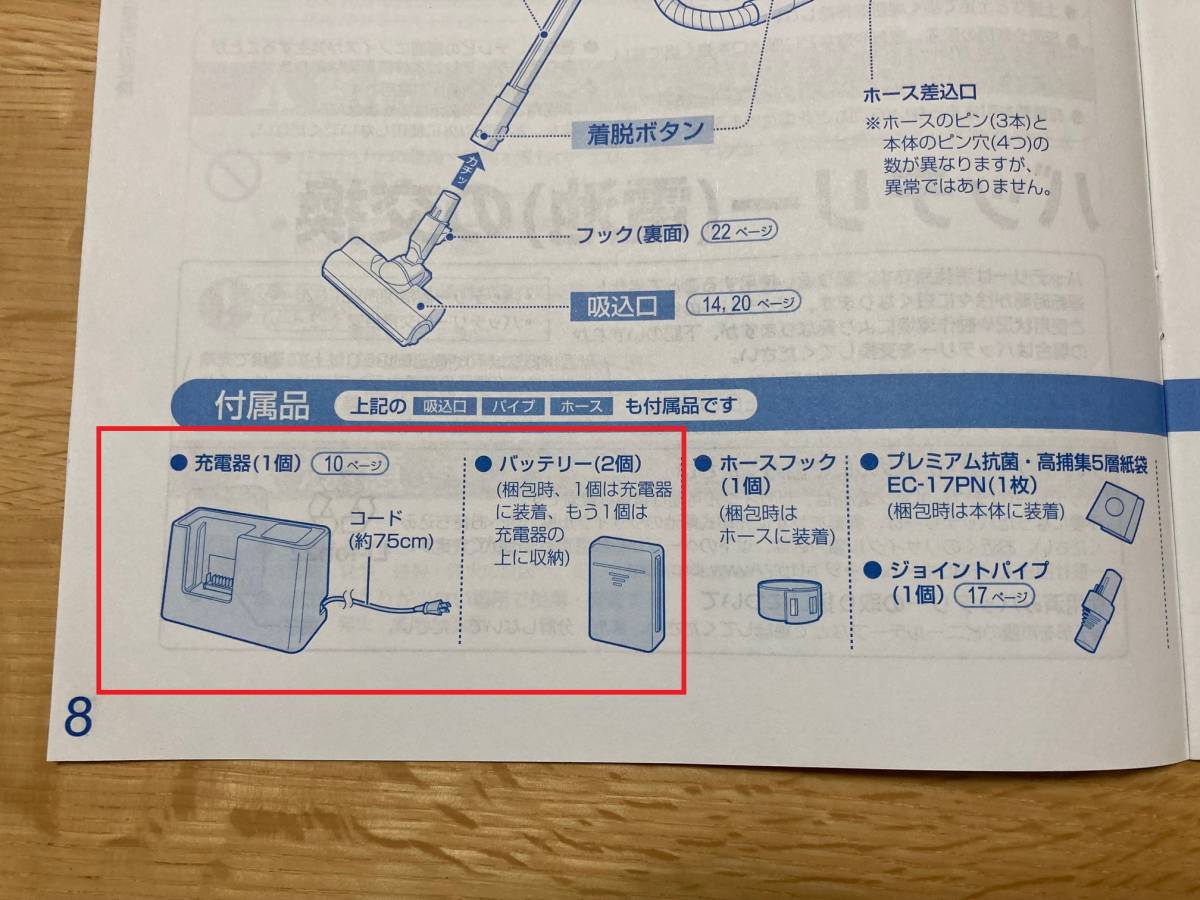 【USED】SHARP シャープ コードレス掃除機用 充電器 YS‐03＆バッテリー2個＆紙パック3枚_画像3