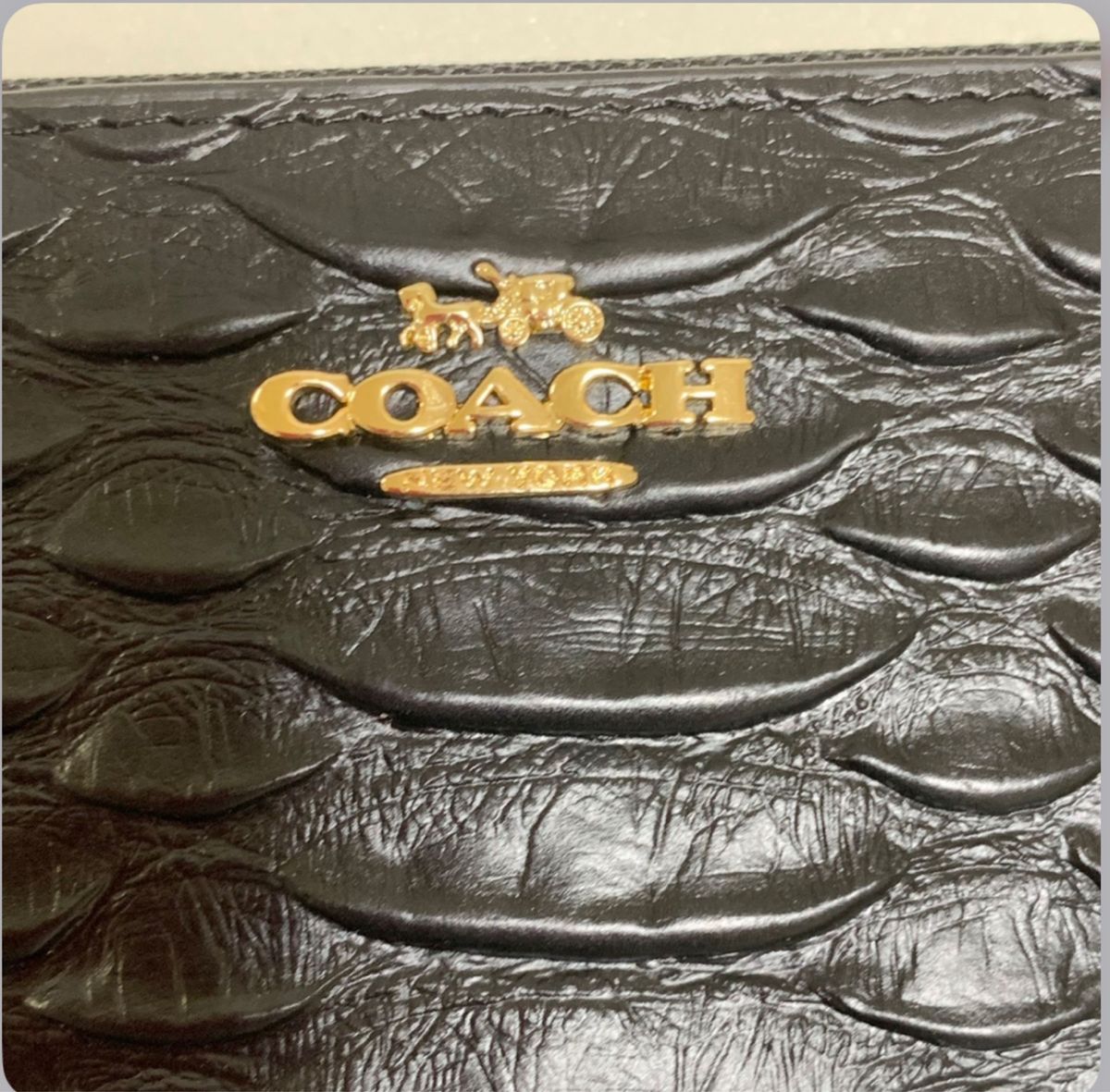 COACH コーチ エンボスドスネークレザー 長財布 F53659 ブラック