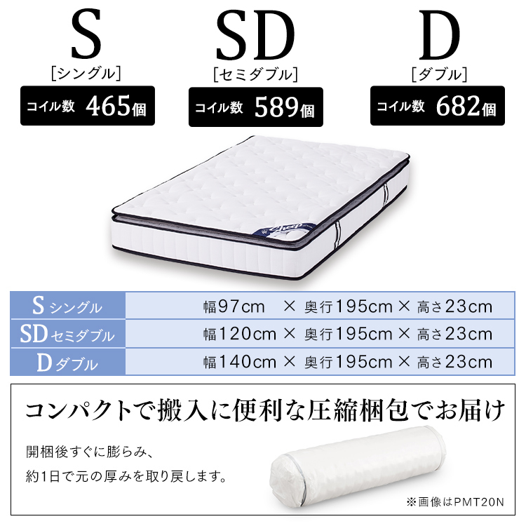 マットレス シングル セミダブル ダブル ポケットコイル 高反発ポケットコイルマットレス 体圧分散 腰痛対策 極厚 厚め 硬め ピロートップ_画像10