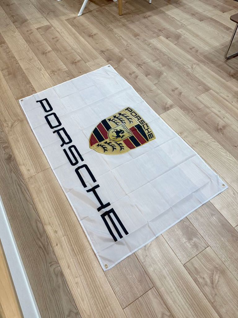 ポルシェ 特大フラッグ バナー 約150×90cm タペストリー 旗 ガレージ装飾 PORSCHE 世田谷 ドイツ フェラーリ ロゴ 911 お部屋の装飾_画像2