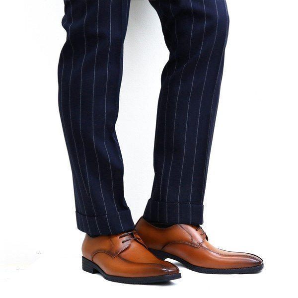 ビジネスシューズ メンズ 革靴 3E 紳士靴 脚長効果 ブラウン 茶色 ロングノーズ26.5cm_画像3