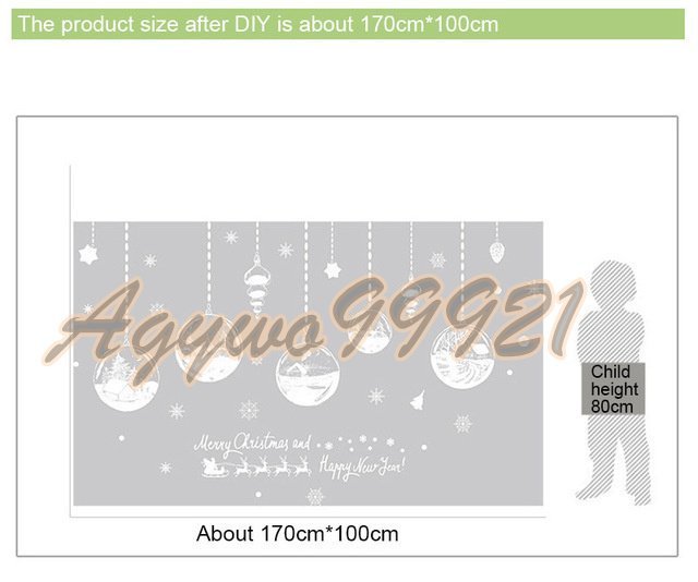 ウォールステッカー ガラスフィルム メリクリ スノードーム オーナメント ガラス球 窓 飾る Xmas_画像6