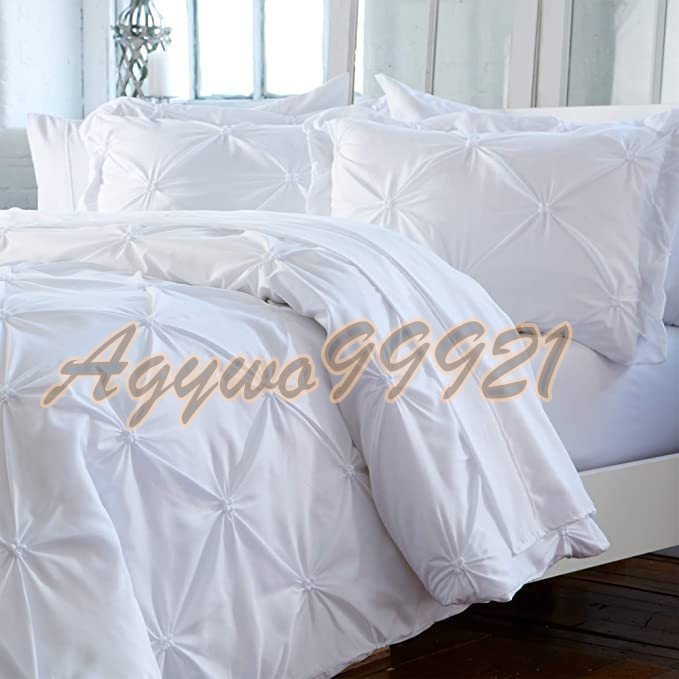 高級布団カバー白色固体デザイナー寝具セット 3 ピースクイーン キングツインサイズ大人寝具ベッドカバーダブルベッド_画像3