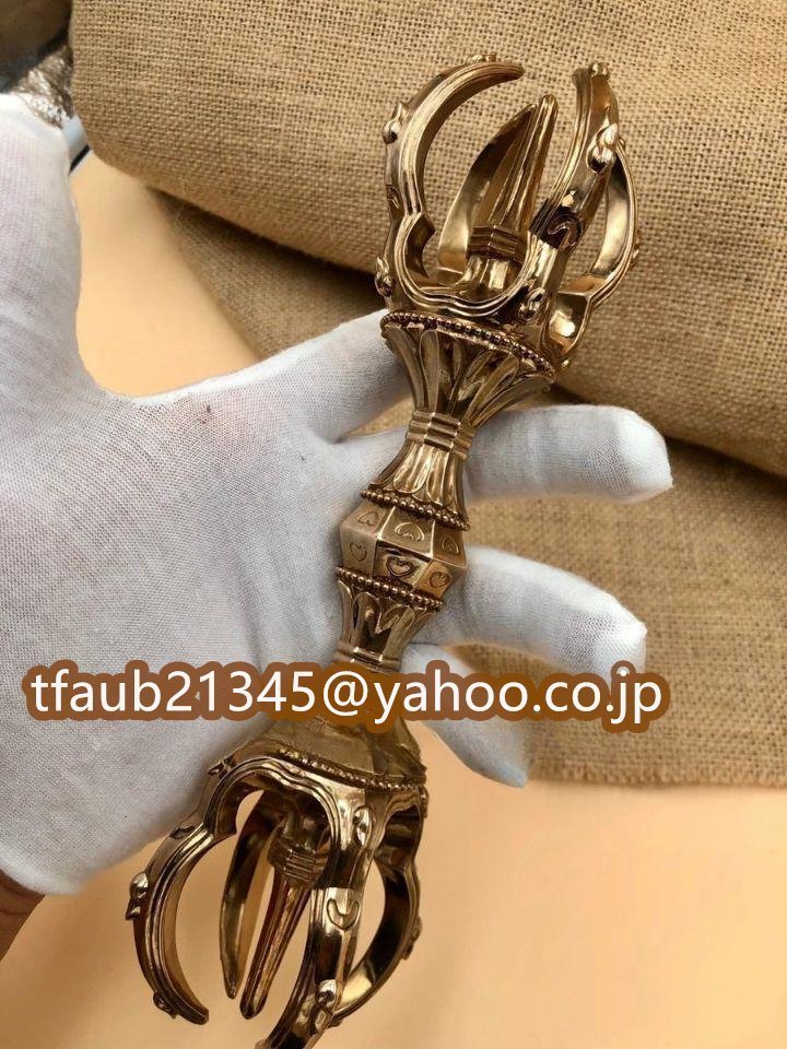 「密教法具 寺院用仏具」真言宗 五鈷杵 お盆用品 仏具 お彼岸 仏教芸術品 磨き仕上げ 銅製 長さ23cm_画像2