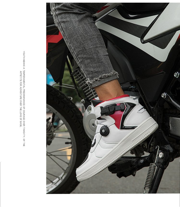 ライディングシューズ メンズ 靴 レーシングブーツ 合革 バイク用ツーリング 安全フェイクレザー ホワイト JC-B9922_画像6