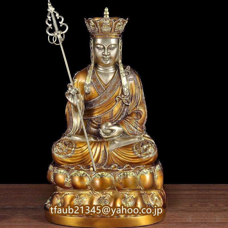 「仏教法具 寺院用仏具」極上品 仏教美術 地蔵菩薩仏像 銅製 高さ38cm 重さ約6.5kg_画像1