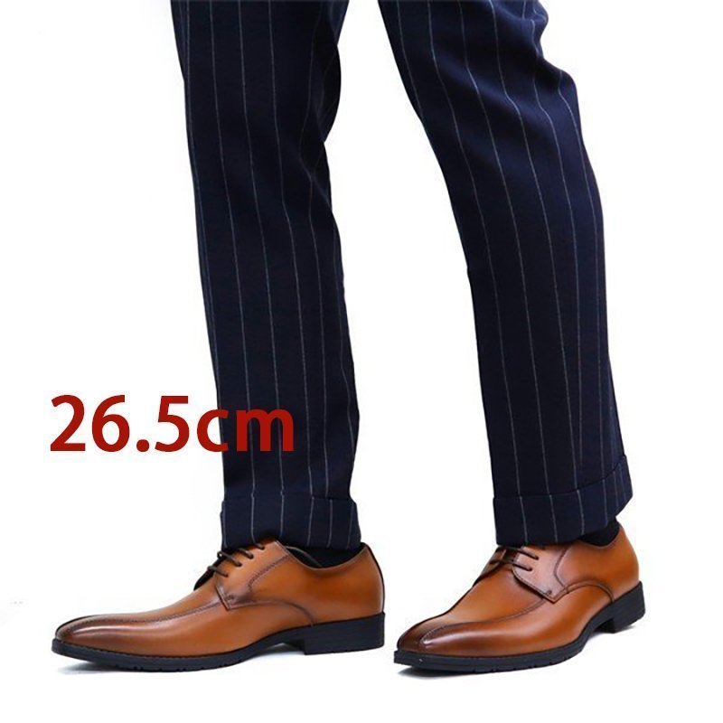 ビジネスシューズ メンズ 革靴 3E 紳士靴 脚長効果 ブラウン 茶色 ロングノーズ26.5cm_画像1