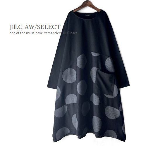 Jill.C*［新品］ 送料185円 伸縮◎異素材切替えデザイン*プルオーバー*チュニック*ワンピース3683.BLACK×GRAY_画像1